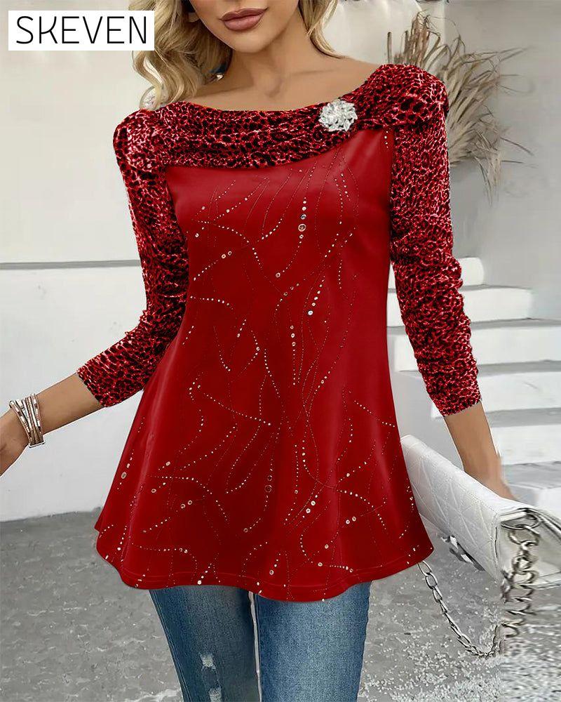 Leopard Print Long-Sleeved Top