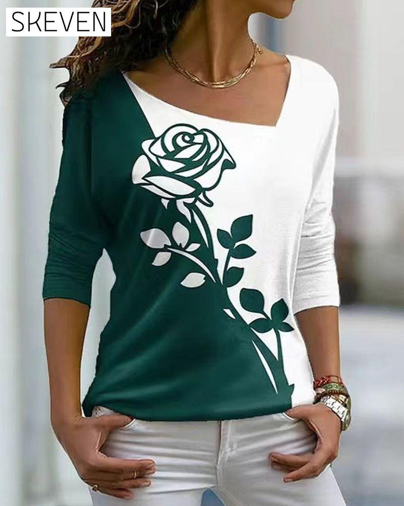 Langarmshirt mit Rosenmuster
