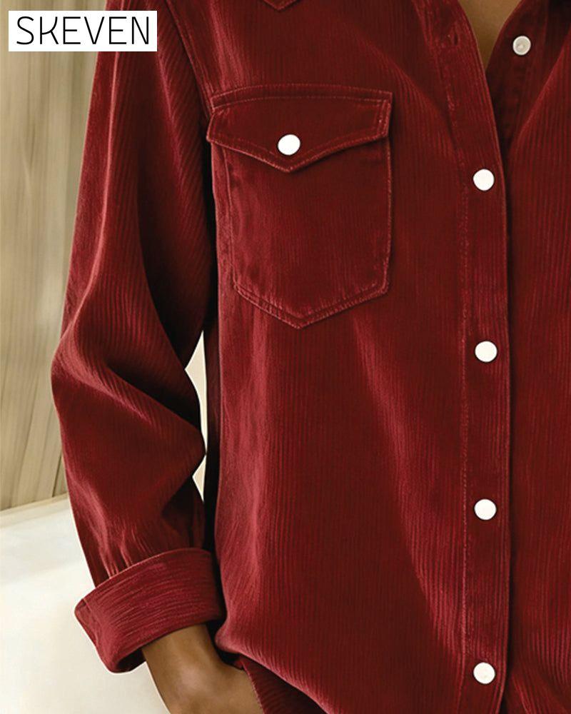 Long-Sleeved Lapel Button-Down Shirt
