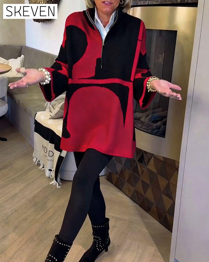 Half-Zip Stand Collar Fashionable Pullover
