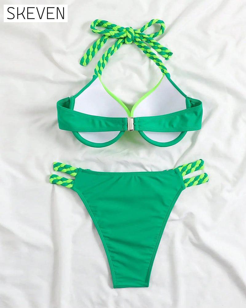 Ensemble bikini dos nu colorblock