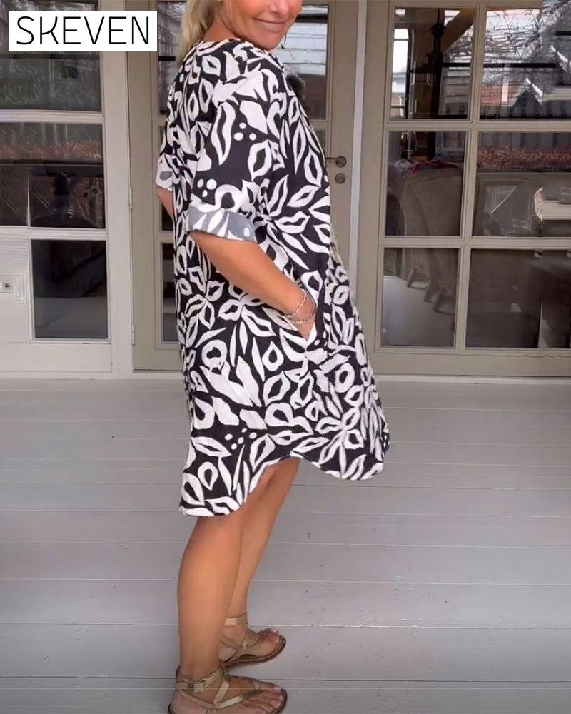 Printed v-neck dress