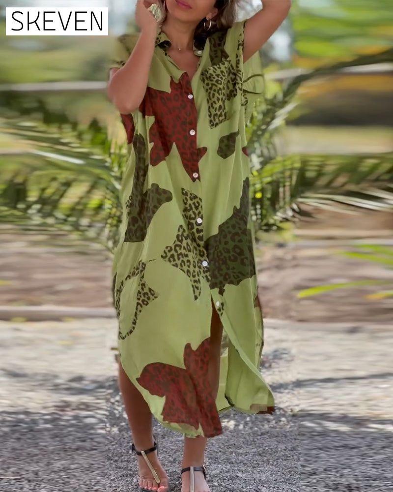 Short Sleeve Leopard Print Dress 23BF Casual Dresses Clothes Dresses Summer