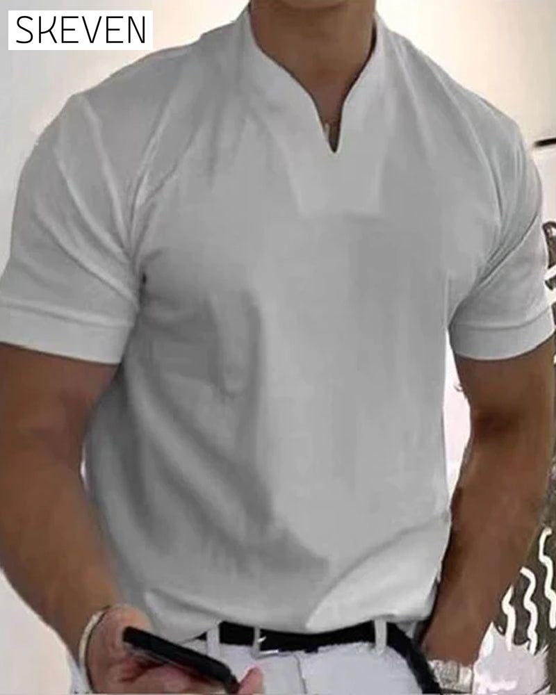 T-shirt uni à col en V