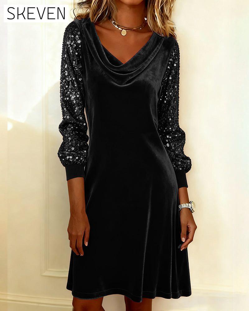 Elegant Velvet And Sequined Dress