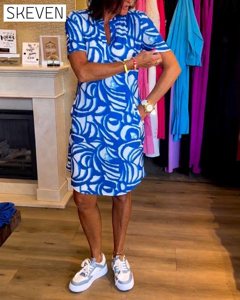 Lässiges Kurzarmkleid mit Print