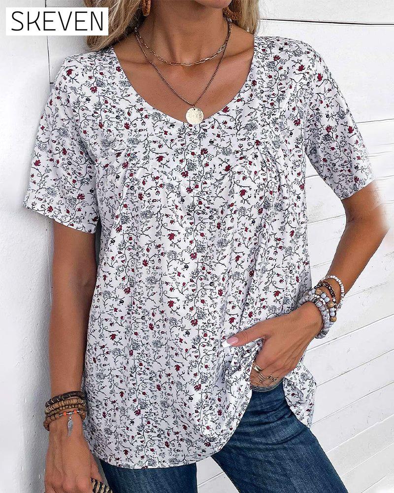 Rüschenbluse mit Blumenmuster