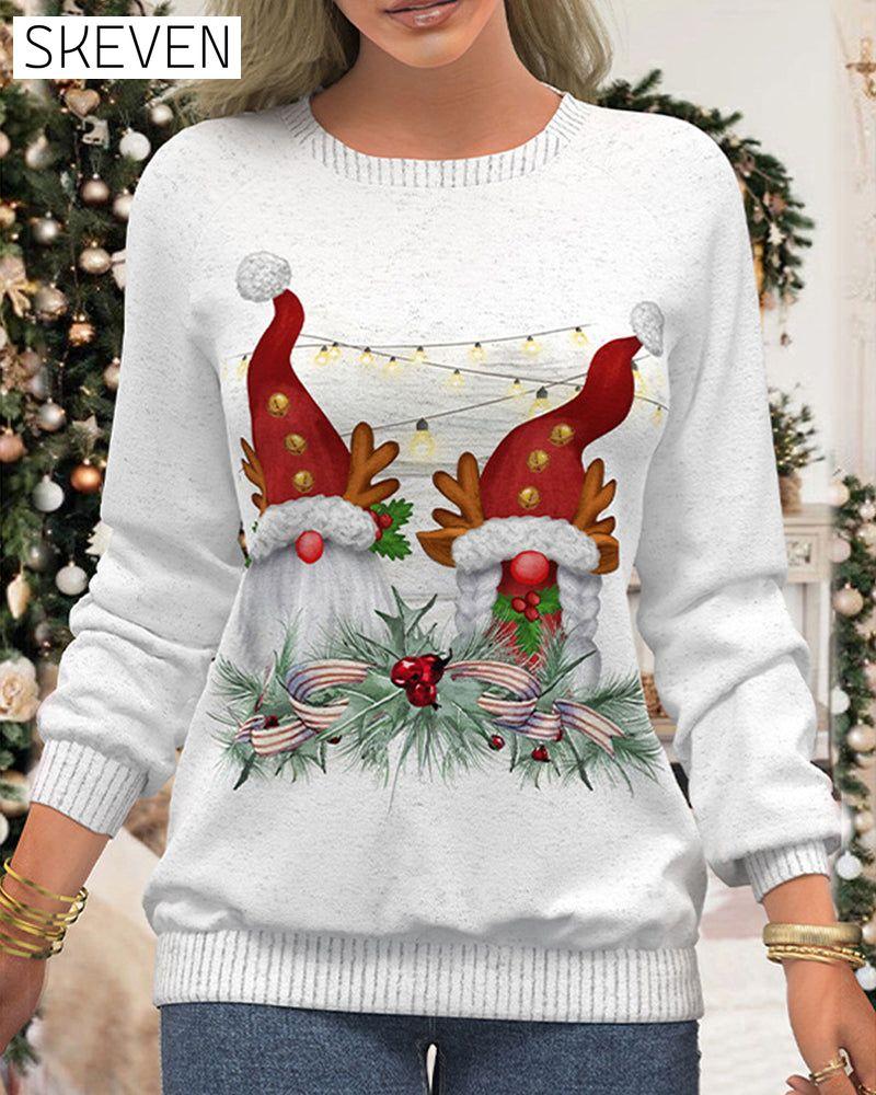 Pull de Noël à imprimé flocons de neige et manches raglan