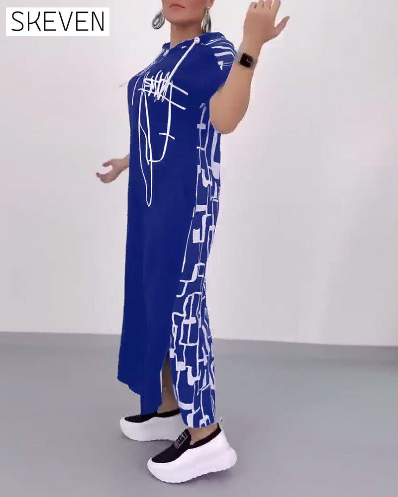 Robe ample contrastée à demi-zip