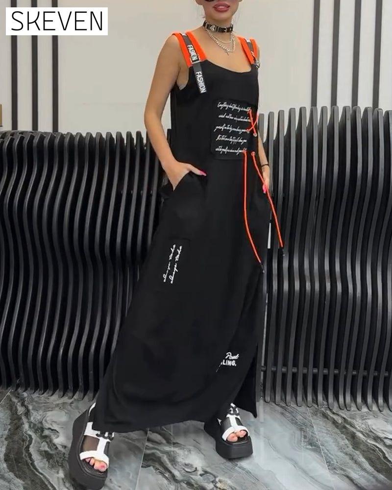 Ärmelloses Kleid mit personalisiertem Buchstabenprint