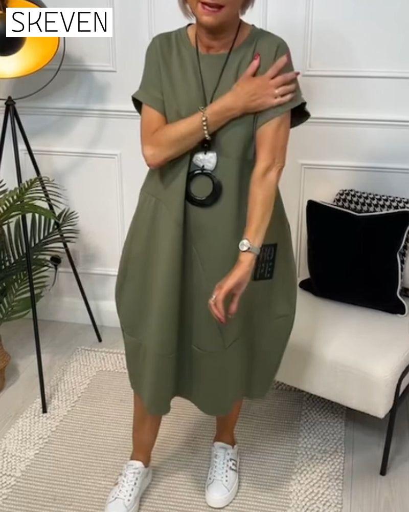 Simple letter print short sleeve casual dress