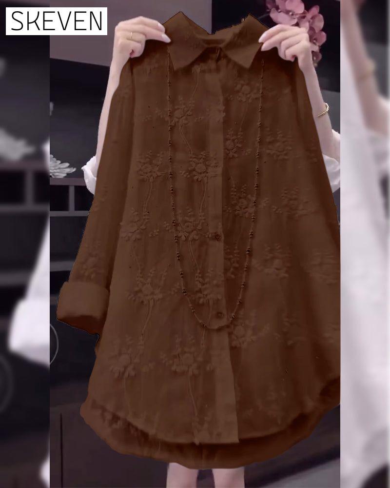 Solid Embroidered Drop Shoulder Shirt