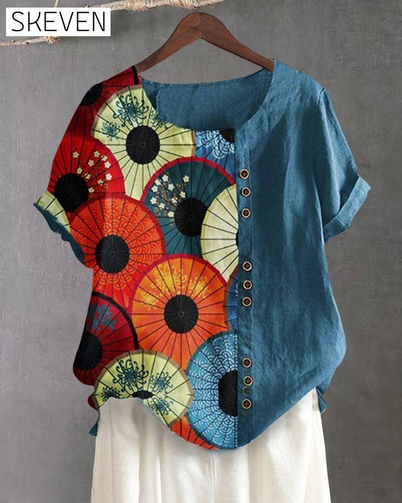 Printed crew neck T-shirt 23BF clothes SALE Short Sleeve Tops Spring Summer T-shirts Tops/Blouses