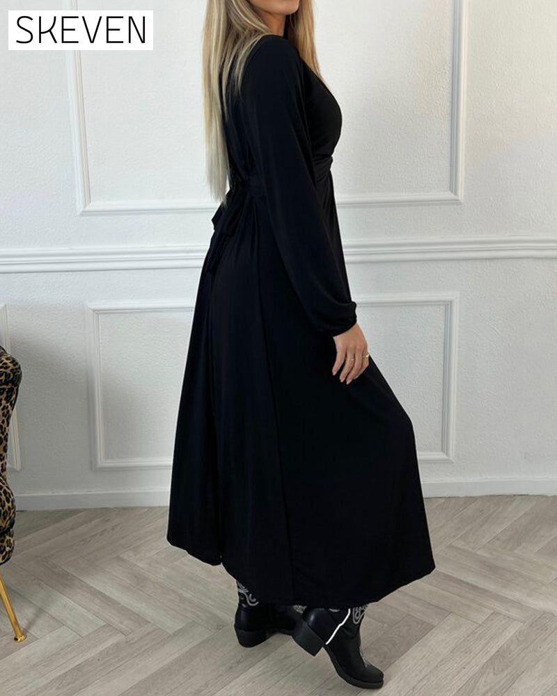 Sexy solid color Dress with Long Sleeve