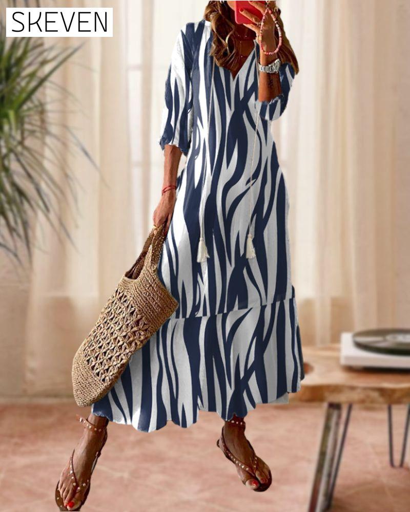 Printed v-neck dress