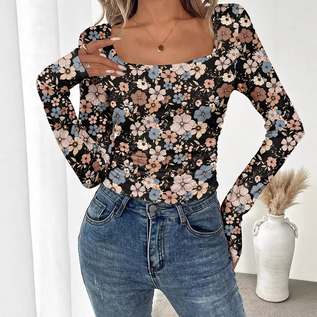 Women's Pullover Crew-Neck Leopard-Print One-Piece Top