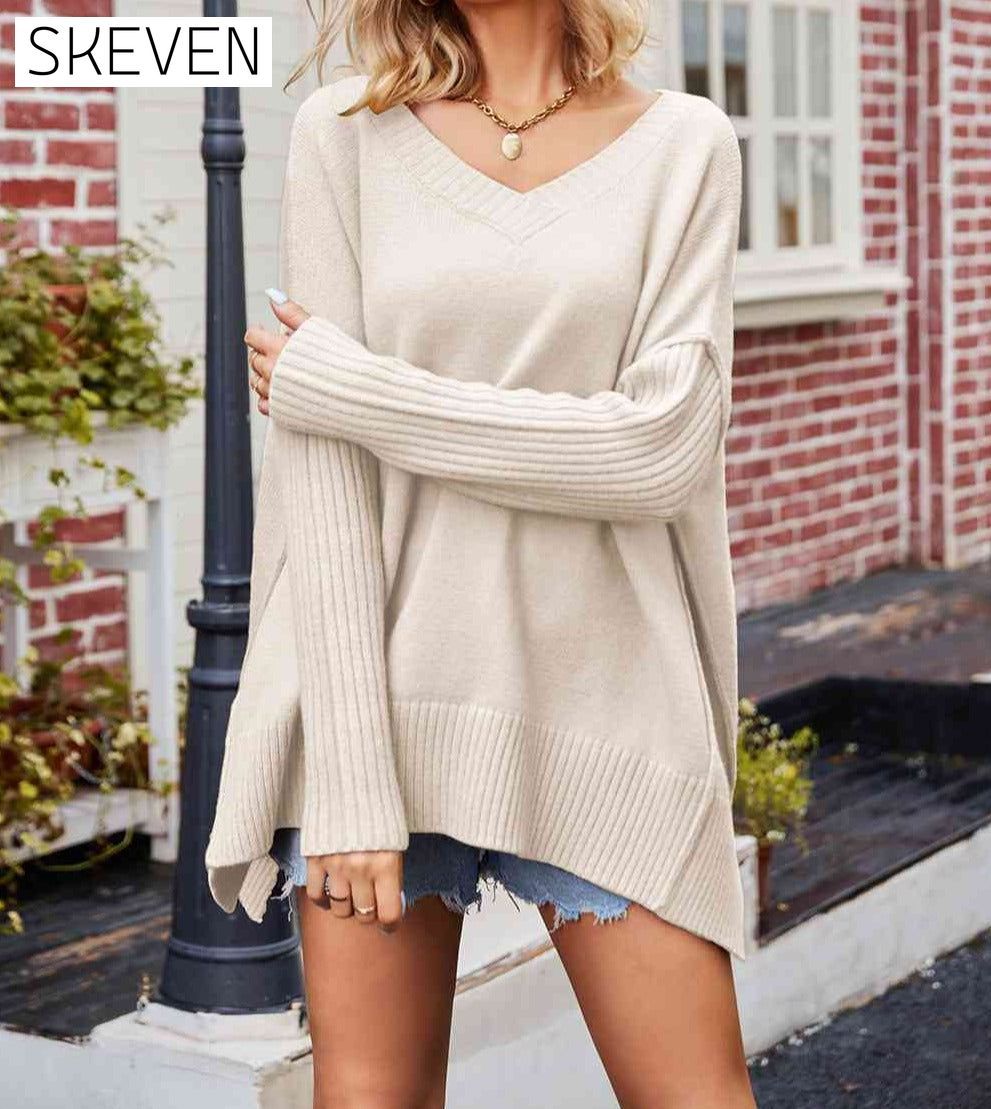 V-Neck Slit Exposed Seam Sweater Cardigan clothes SF Knit Ship From Overseas Sweater Sweaters