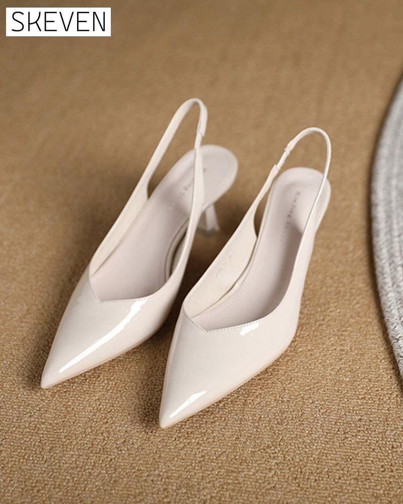 einfarbige, elegante, spitze High Heels