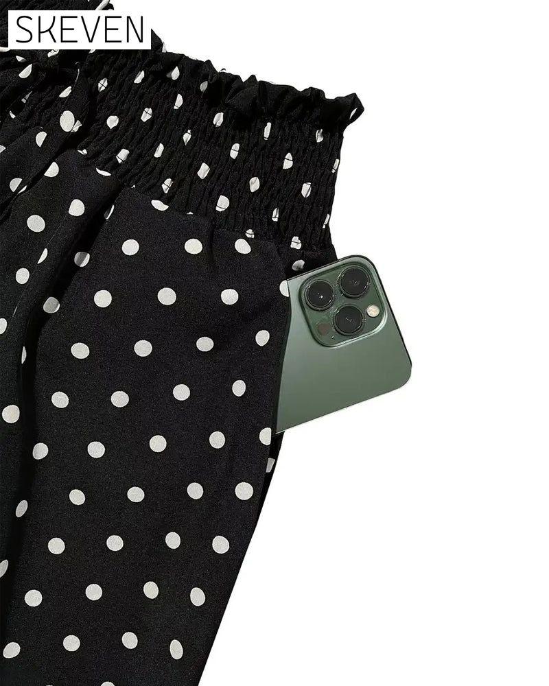 Lange Hose mit Polka-Dot-Muster