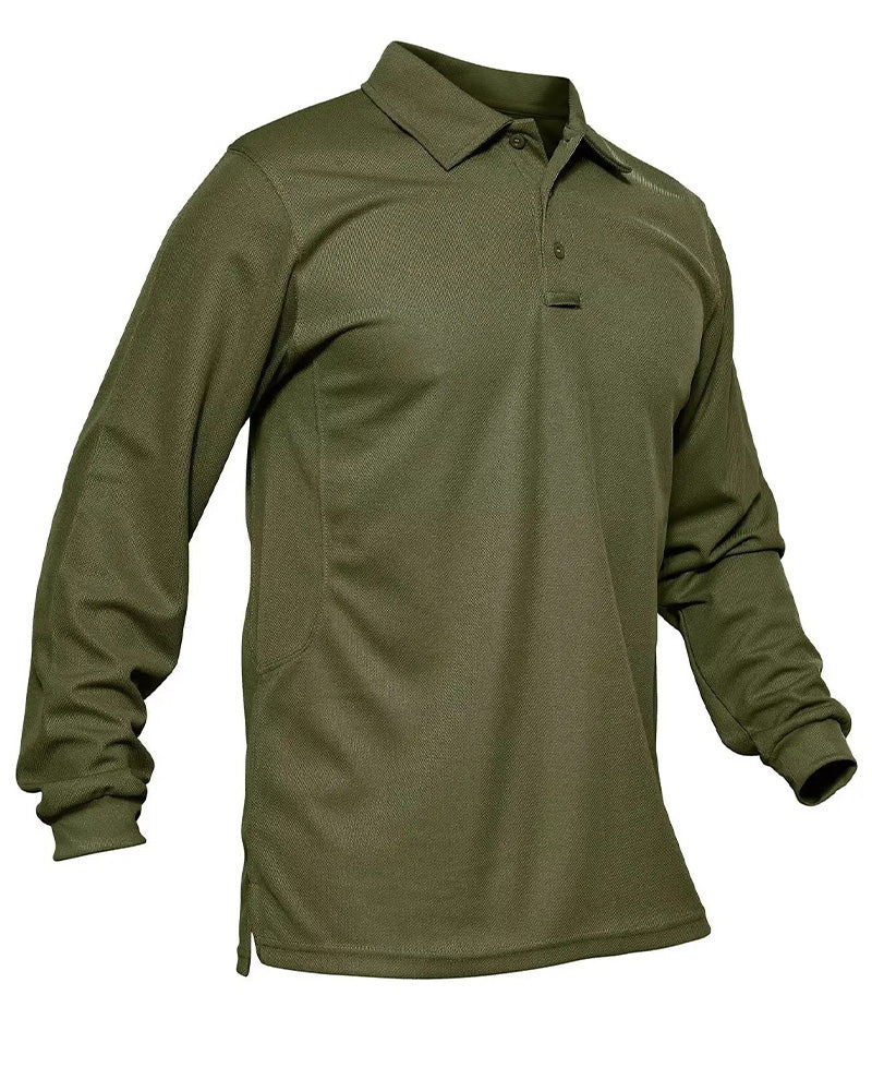 Polo Collar Long Sleeve Casual T-Shirt