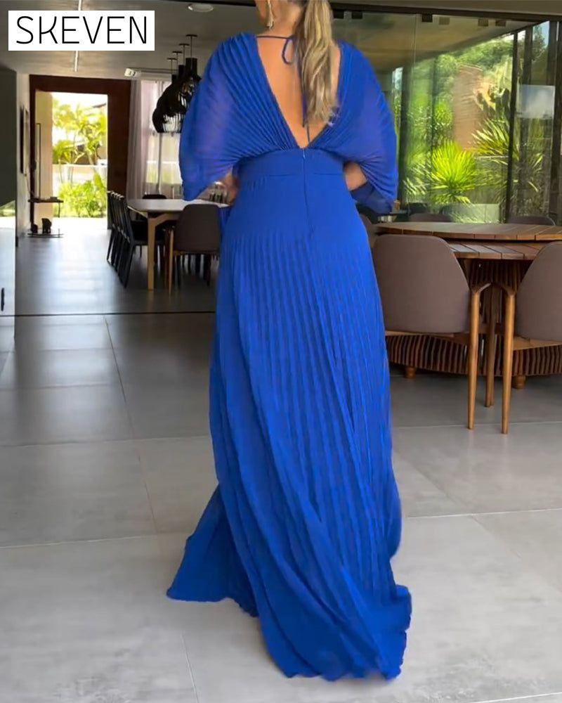 Pleated waist-cinching dress