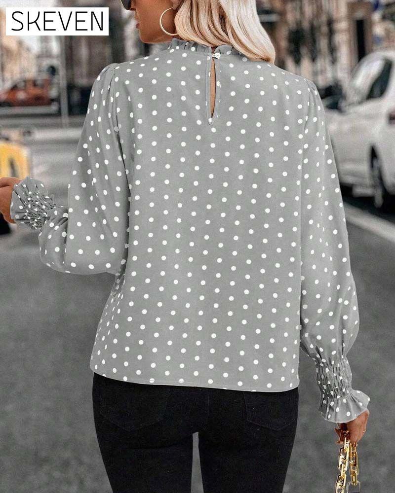 Langarmbluse mit Polka-Dots