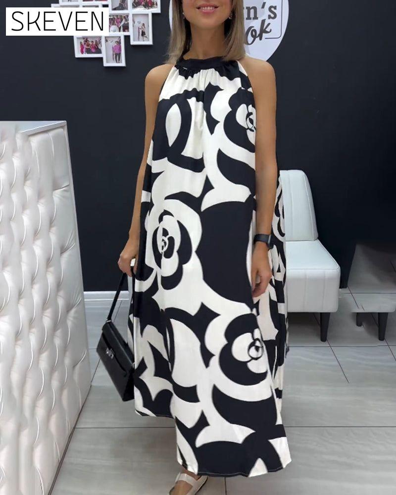 Ärmelloses, elegantes Kleid mit Print