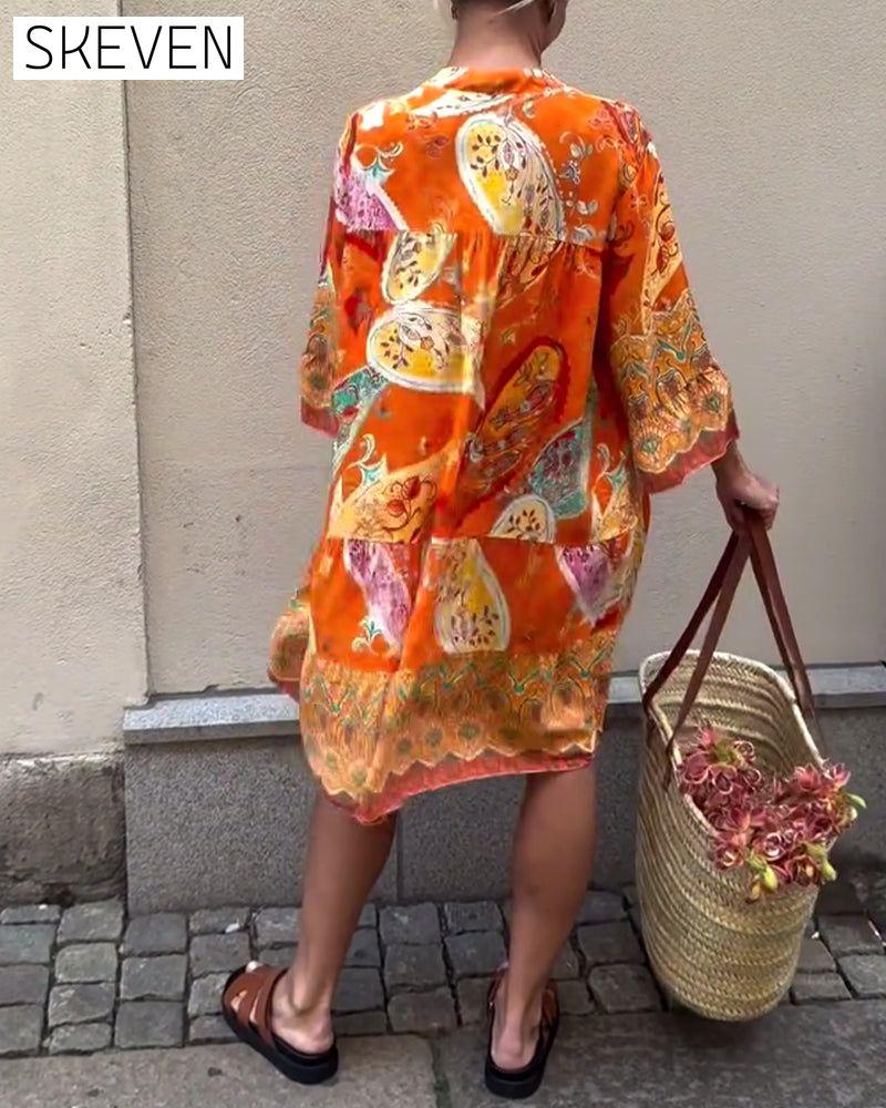 Kleid im Boho-Stil mit Print