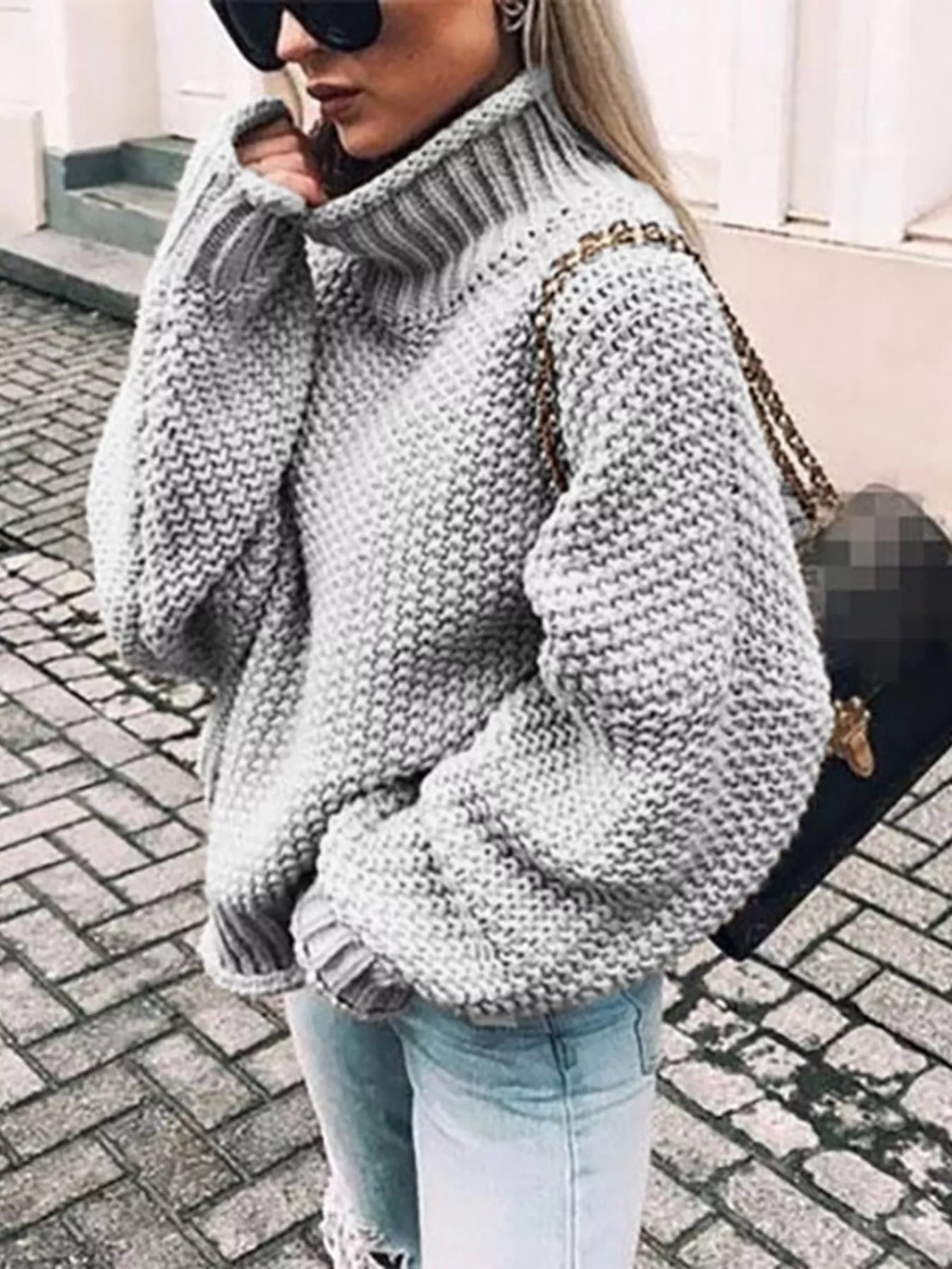 Full Size Chunky Knit Turtleneck Sweater Plus Size