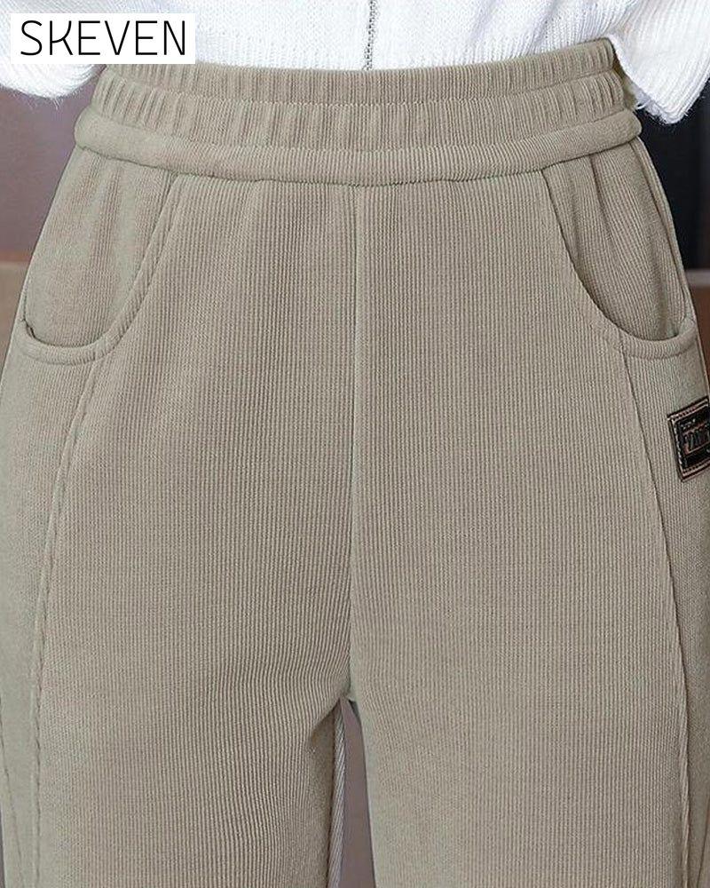 Warme, hochgeschnittene Hose mit Wollfutter