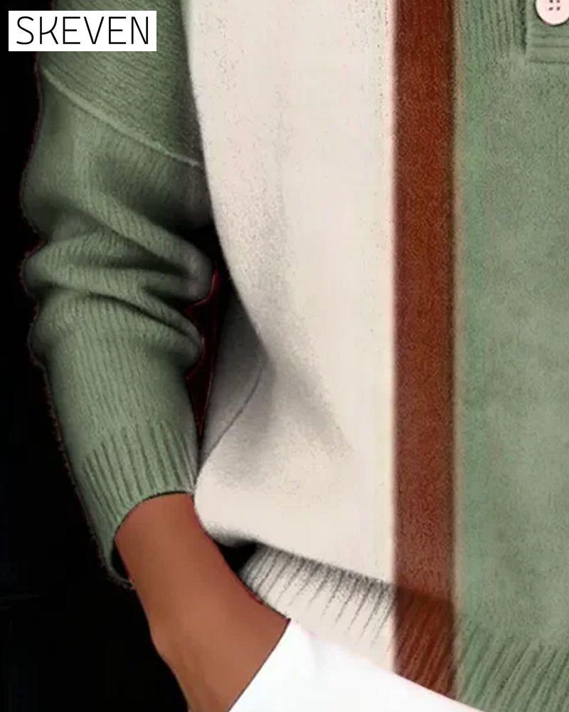 Langärmeliger, farblich abgesetzter Pullover