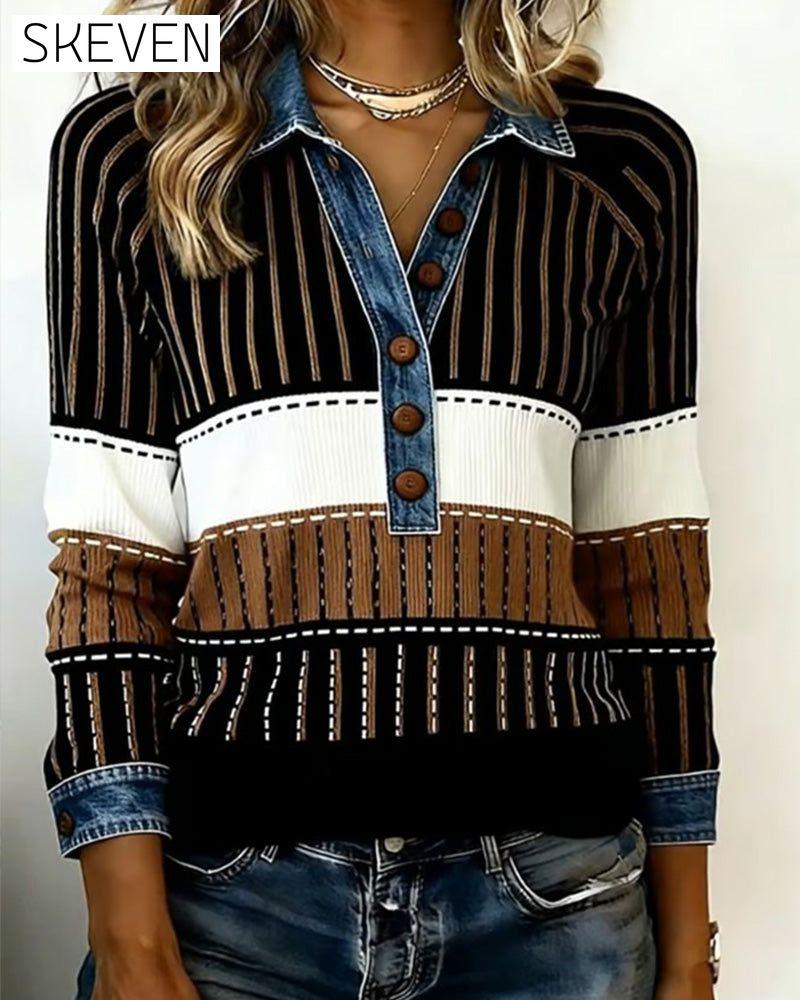 Sweatshirt mit Knopfleiste und Farbblock-Design, vielseitig einsetzbar