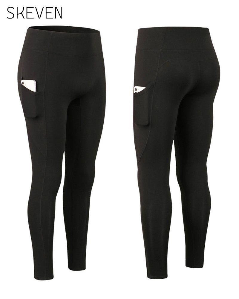 Solid color leggings with fleece pockets