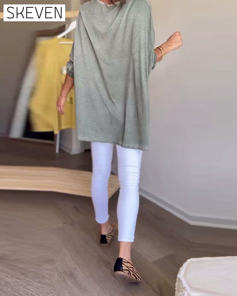 Long sleeve round neck letter print top