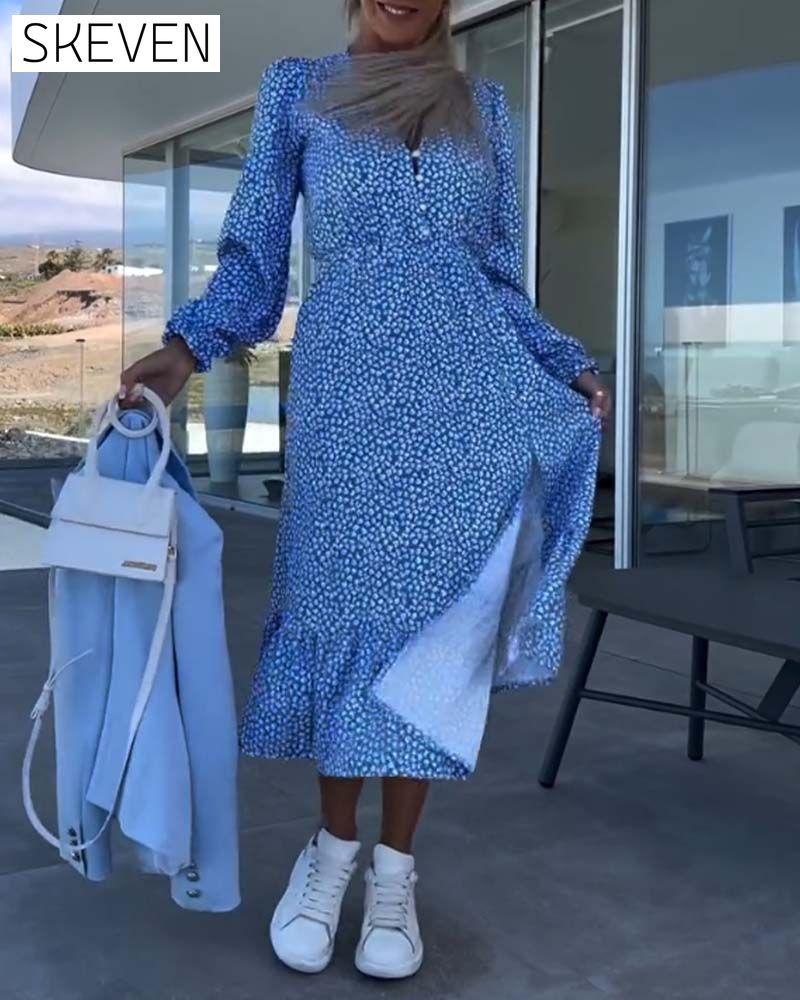 robe patchwork florale à col en V