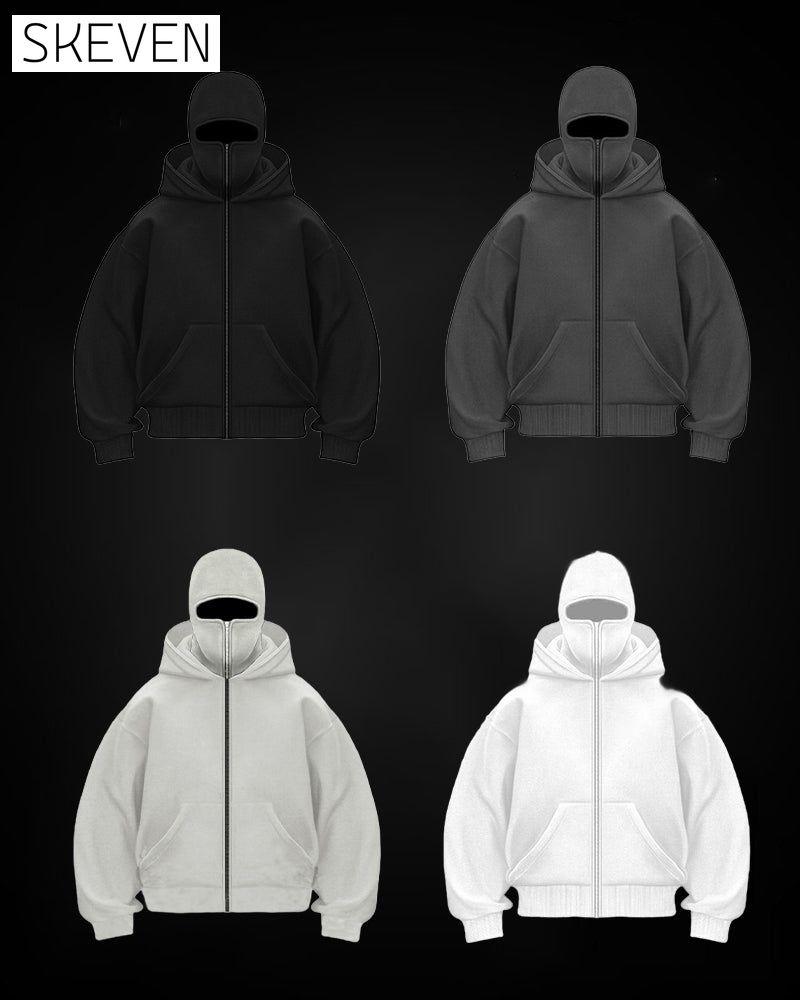 Unisex-Sweatshirt mit doppelter Kapuze und Reißverschluss