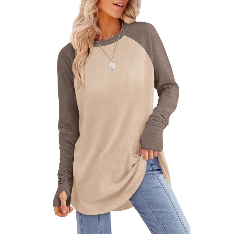 💖This week's Hot Sales - Only ￡13.99✨🍂Women's Casual Crewneck Long Sleeve Top With Thumb Holes and Curved Hem