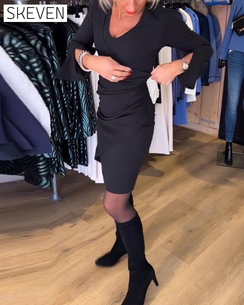 V-neck flare Sleeve dress