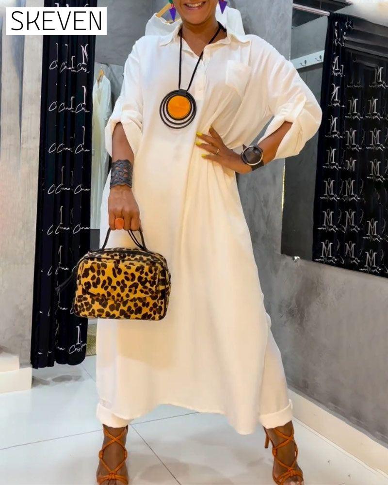 Kleid in Unifarbe mit Reverstasche