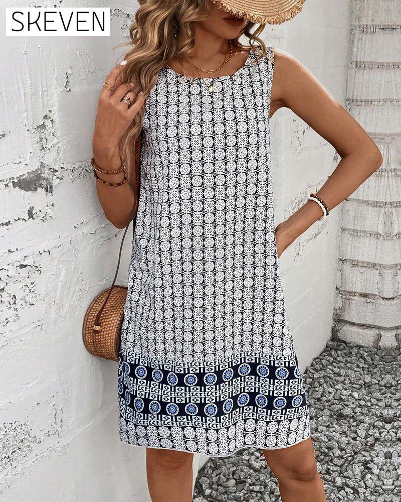 Robe droite imprimée sans manches