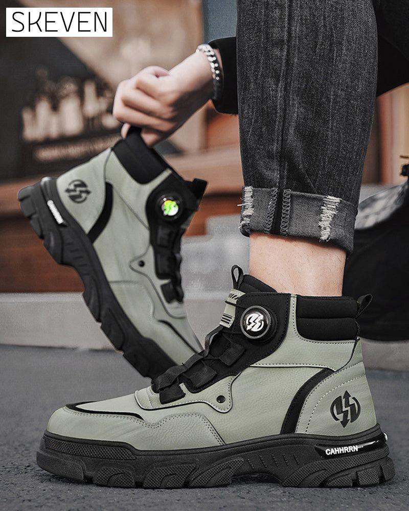 Herren-Arbeitsschuhe mit drehbarem Schnallenverschluss für den Outdoor-Bereich 🔄👞 – Wasserdicht 💦, rutschfest 🚶‍♂️, bequem, atmungsaktiv 🌬️