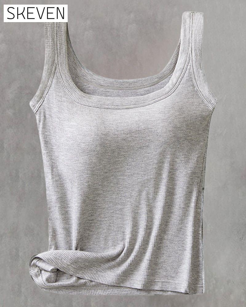Solid Color Built In Bra Vest