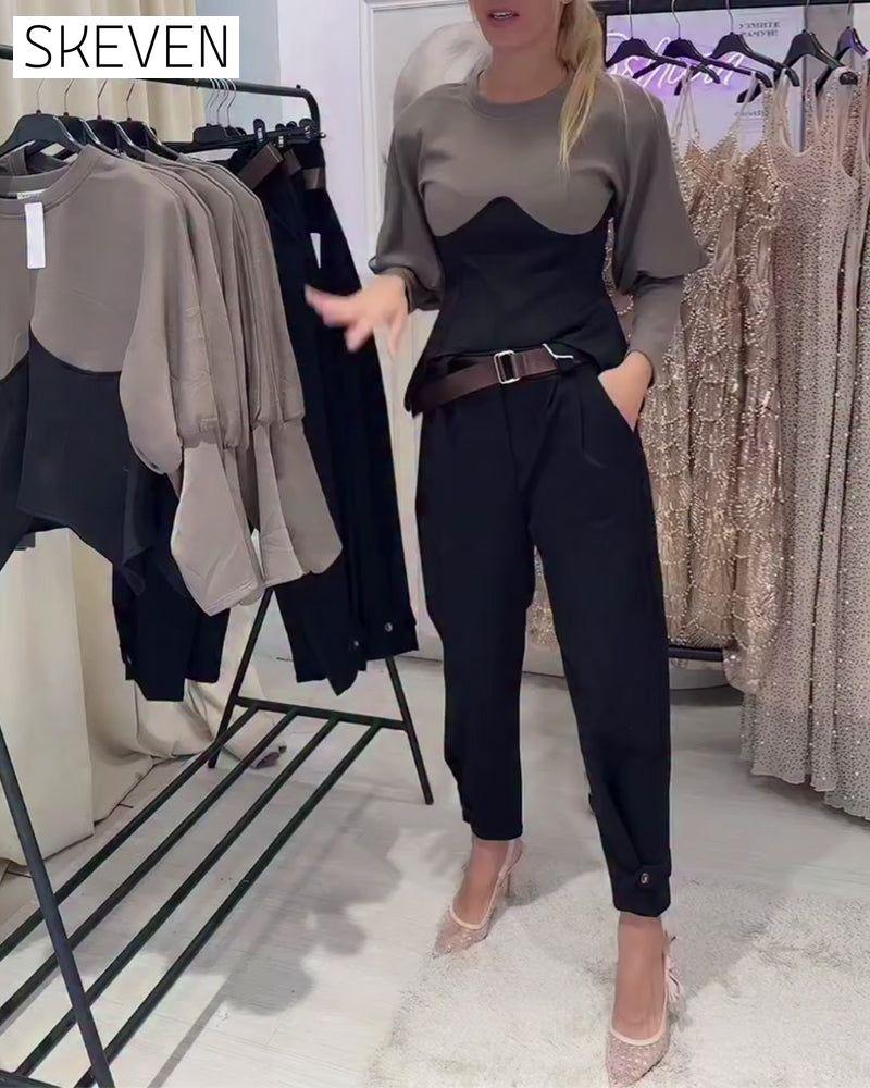 Round Neck Long Sleeve Fitted Top