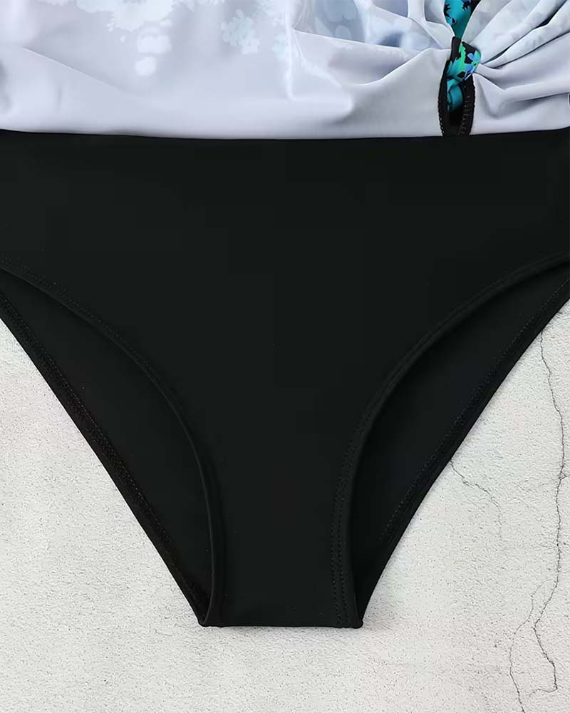 Positional Print Tie-Front One-Piece