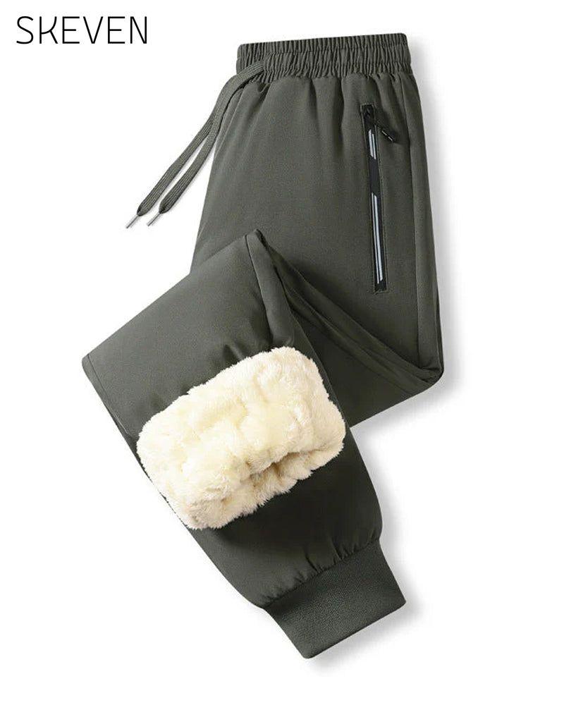 Pantalon imperméable doublé chaud à cordon de serrage pour homme
