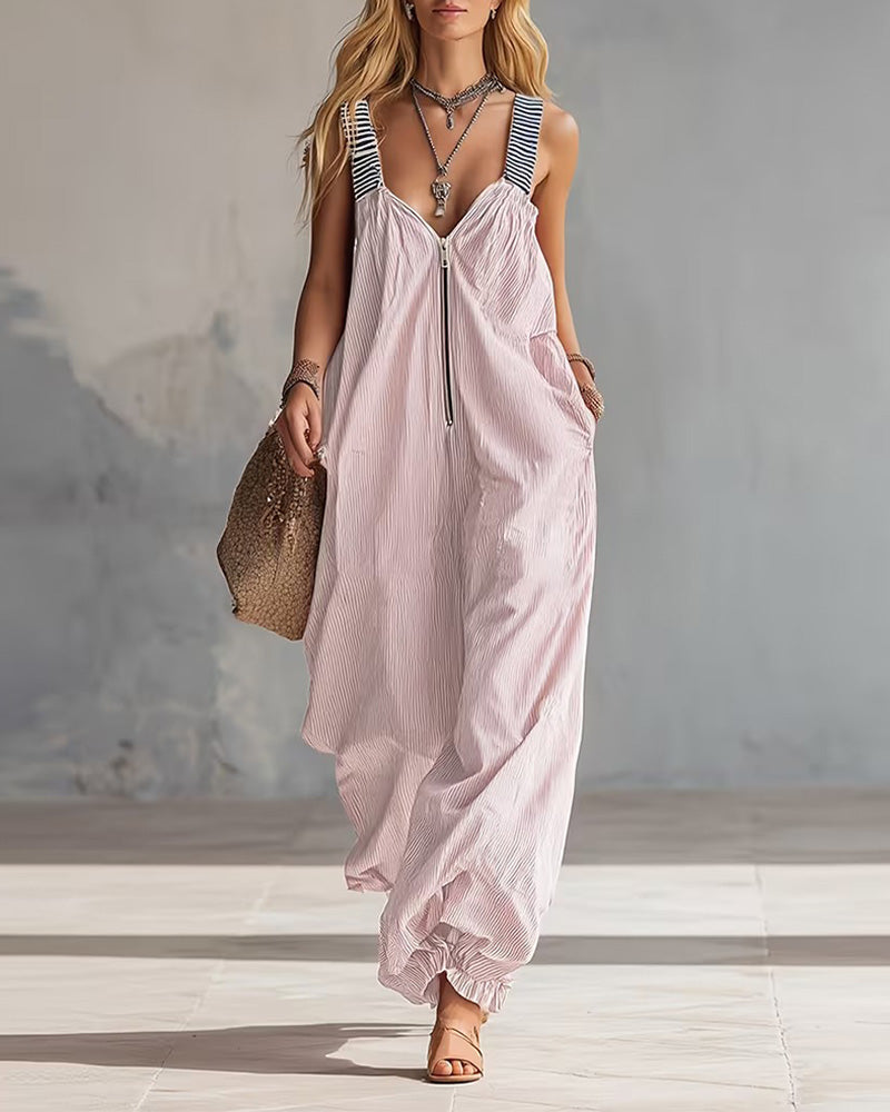 Striped Straps Jumpsuit
