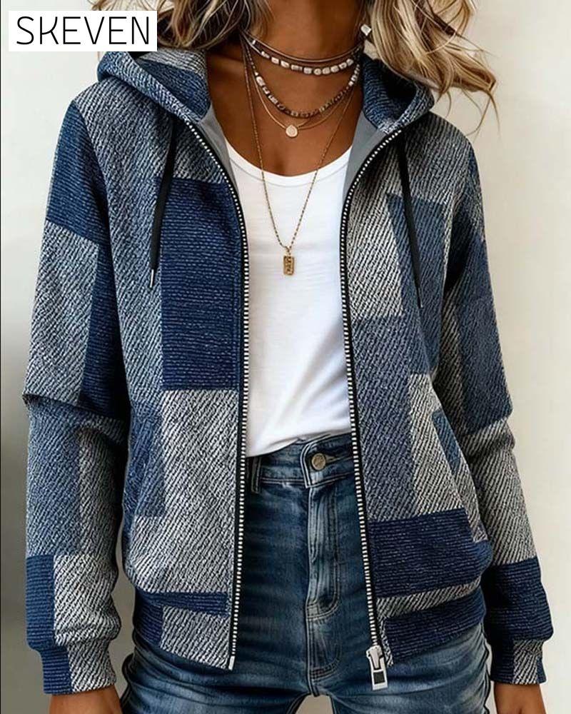 Manteau tendance à capuche et fermeture éclair