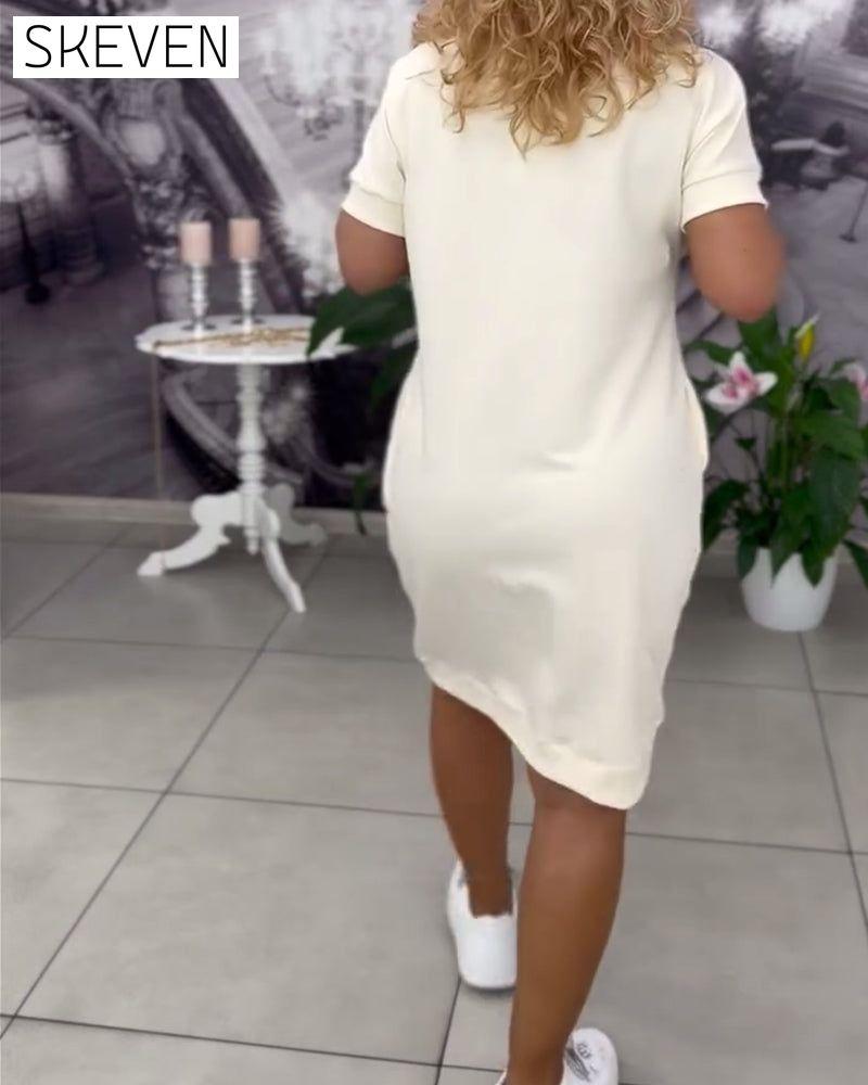 Fashion V-Neck Short-Sleeved Dress