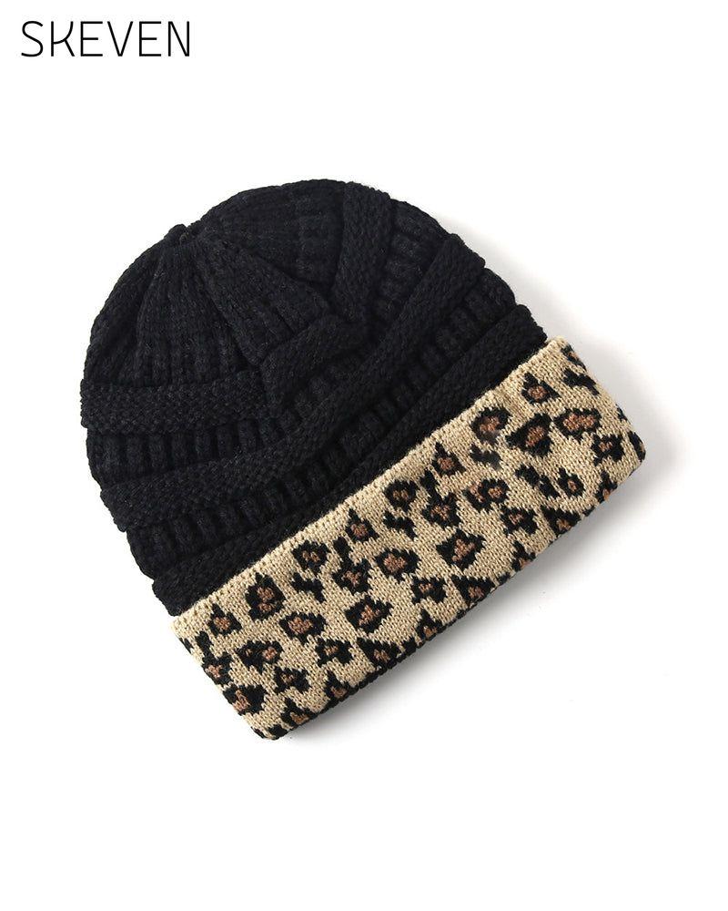 Women Winter Beanie Hat Leopard Warm Earflap Cap