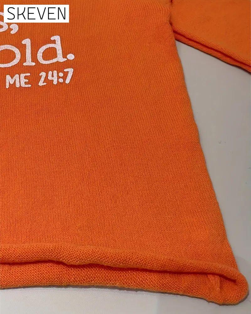 Lässiger Pullover mit V-Ausschnitt und Buchstabenprint